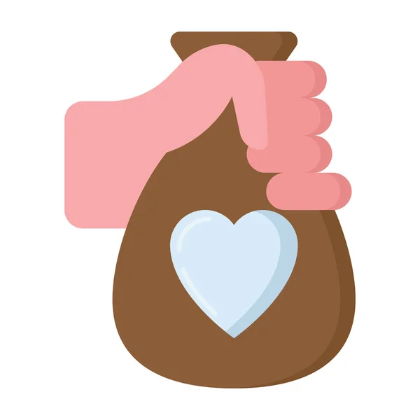 Χέρι Κρατώντας Τσάντα Καρδιά Αγάπη Έννοια Του Δώρου Αγάπης Παρόν — Διανυσματικό Αρχείο