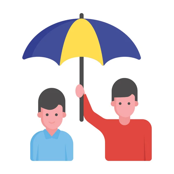 Man Holding Umbrella His Child Depicting Family Protection Icon Family — Stock Vector