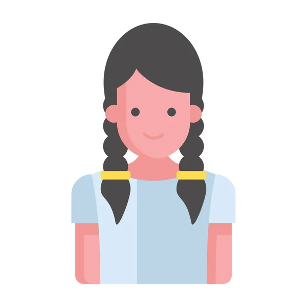 Девочка Подросток Двухстороннем Хлебе Плоский Иконка Дизайн Молодой Девушки Векторный — стоковый вектор