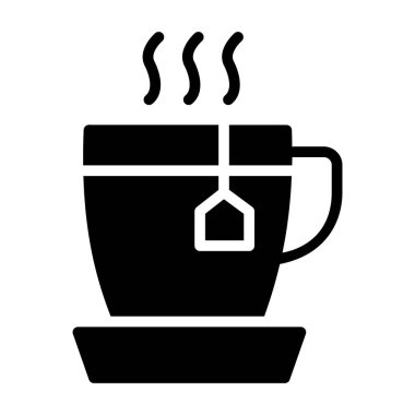 Sıcak çay fincanı, katı vektör simgesi
