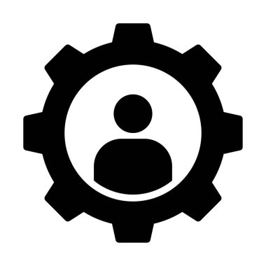 Çarkın altındaki insan avatarı yönetimi gösterir, insan kaynakları için bir grafik olarak 