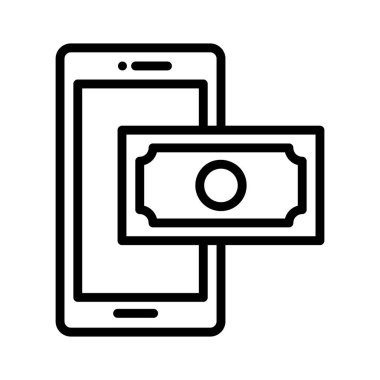 Satır tasarımı için mobil ödeme simgesi, dijital ödeme,