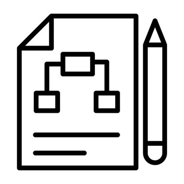 Proje planı çizgi simgesini sembolize eden bir kağıttaki akış şeması 