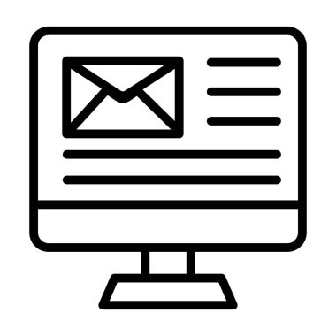 Satır vektörü olarak e- posta simgesi, çevrimiçi iletişim konsepti 