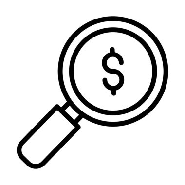 Dolar sembolü daha büyütücü mali arama simgesi tasarımı altında 