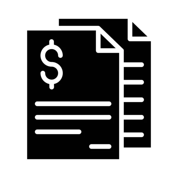 Ikona Finančního Papíru Pevném Vektorovém Stylu — Stockový vektor