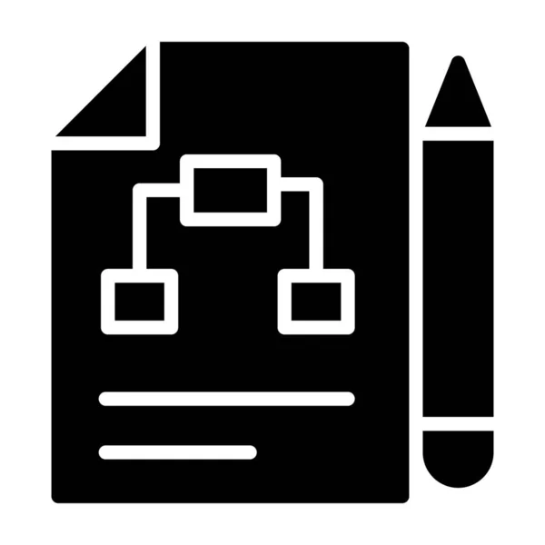 Organigramme Sur Papier Symbolisant Plan Projet Conception Icône Solide — Image vectorielle