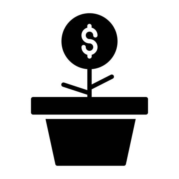 Geldgroei Concept Met Plant Pot — Stockvector