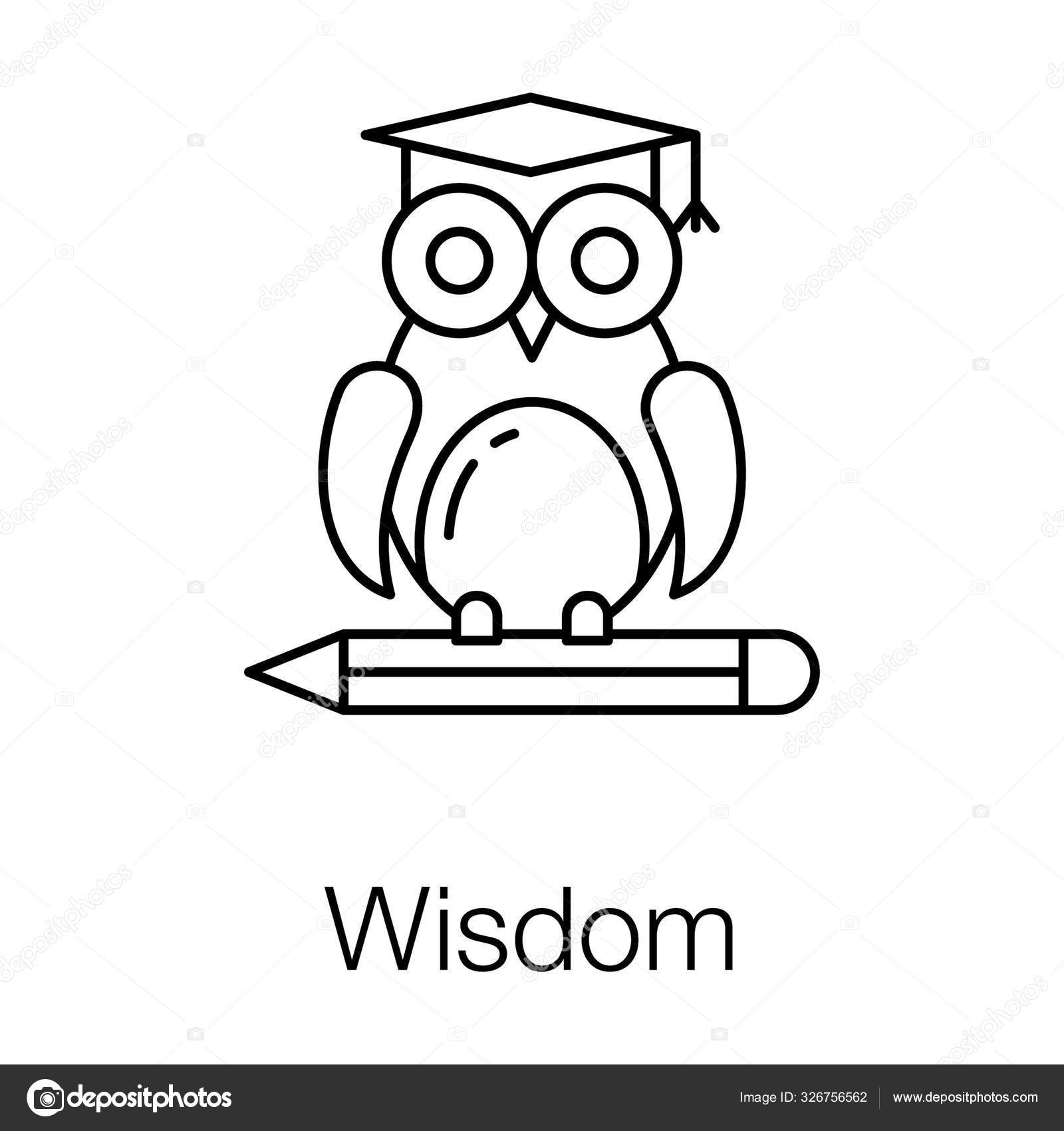 Owl Depicting Wisdom Symbol Educational Wisdom Vector Line Design Stock