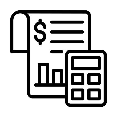 Satır vektör tasarımında bütçe muhasebe simgesi.