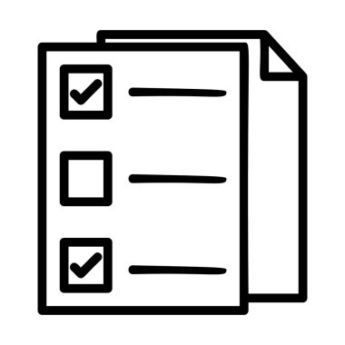 Ürün simge çizgisi vektörü için kontrol listesi, yapılacaklar listesi veya planlayıcı.