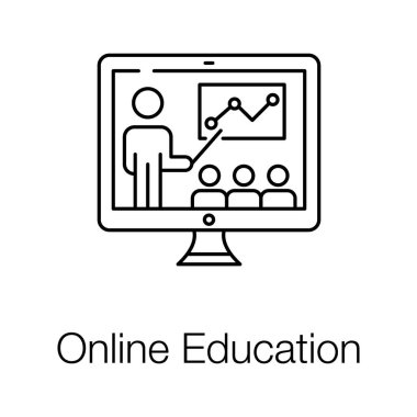 Çevrimiçi eğitim, çevrimiçi kursun satır vektör tasarımı.