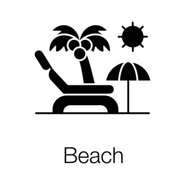 Gölgelik plaj katı simgesi ile güverte koltuğu