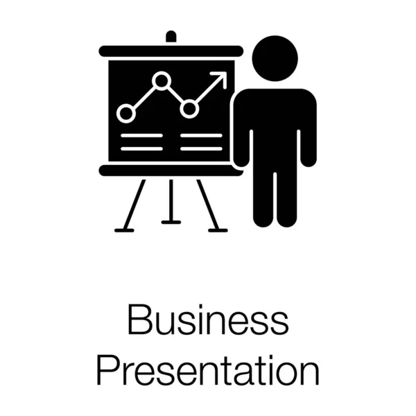 Business Mentor Demonstrating Business Infographic Easel Board Solid Icon Business — ストックベクタ