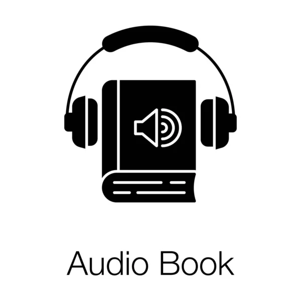 Auriculares Con Micrófono Libro Concepto Audio Icono Conferencia — Archivo Imágenes Vectoriales