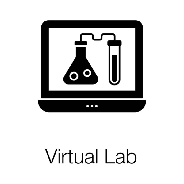 Online Bildungskonzept Solide Ikone Des Virtuellen Laborvektordesigns — Stockvektor