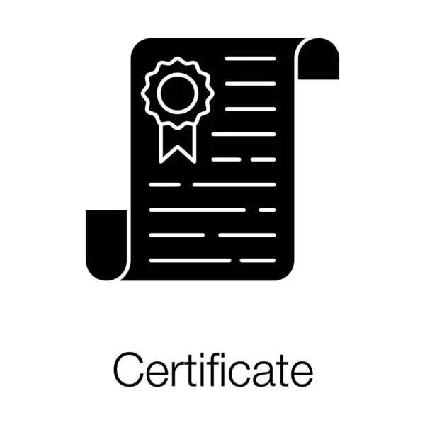 Ikona Certifikátu Stupně Návrhu Vektoru Glyfu — Stockový vektor