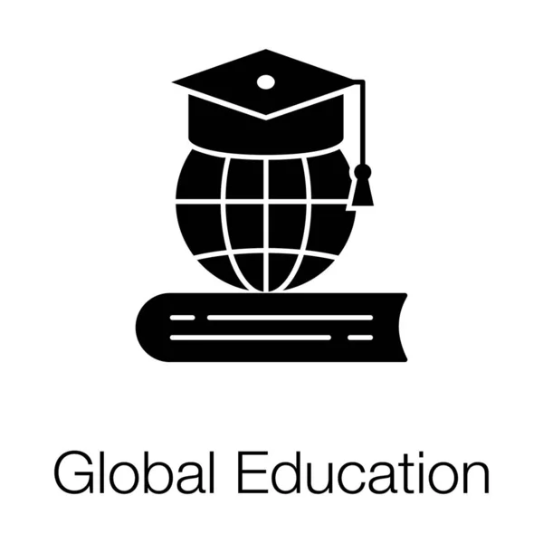 Icono Educación Global Diseño Vectores Glifos — Archivo Imágenes Vectoriales