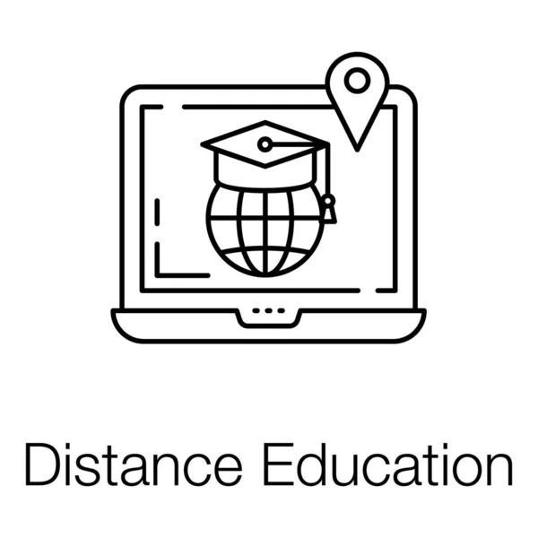 Concept Global Education Line Vector Design Distance Learning Icon — Stock Vector