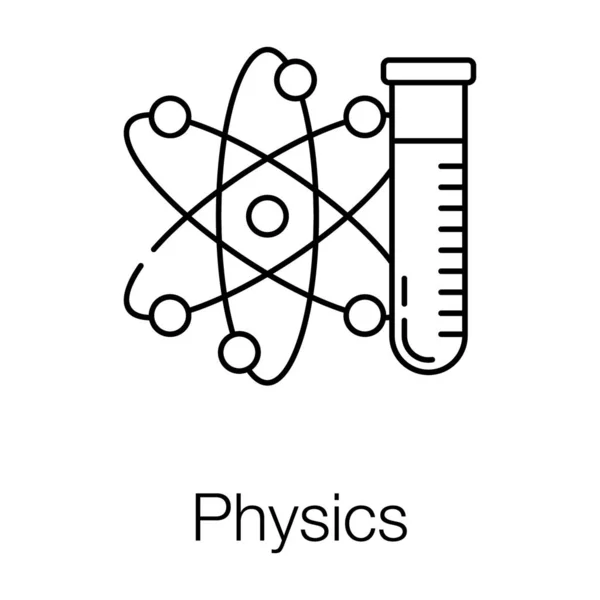Quantenmechanismus Mit Reagenzglas Das Ein Physikalisches Konzept Präsentiert Linienvektordesign — Stockvektor