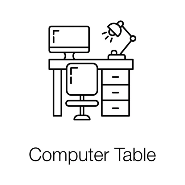 Студенческий Стол Иконка Строки Векторного Дизайна Компьютерного Стола — стоковый вектор