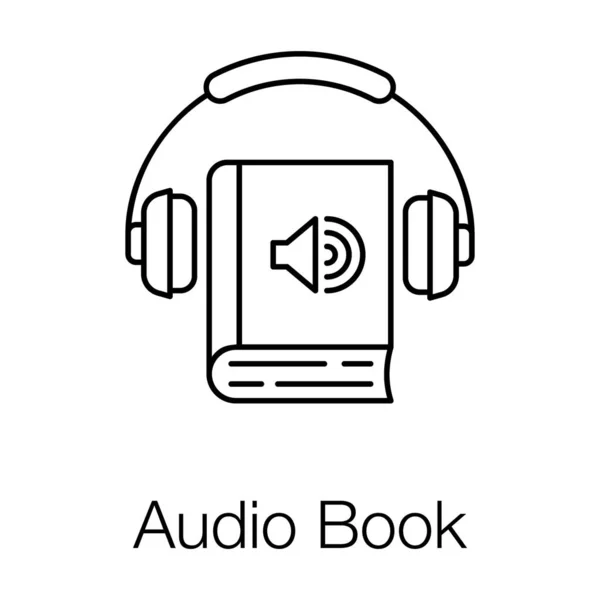 Auriculares Con Micrófono Libro Concepto Audio Icono Conferencia — Archivo Imágenes Vectoriales