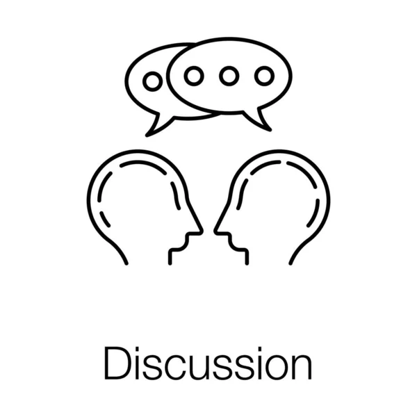 Discussion Icon Line Design People Talking Concept — 스톡 벡터