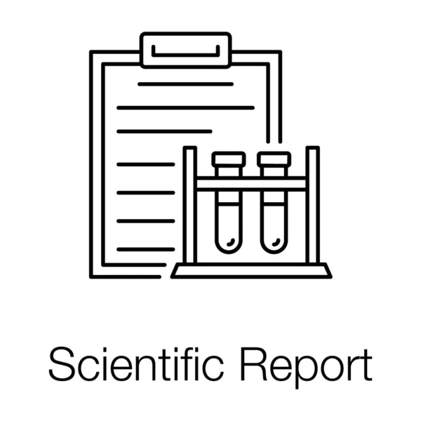 Labb Experiment Resultat Blad Linje Ikon Vetenskaplig Rapport Vektor Design — Stock vektor