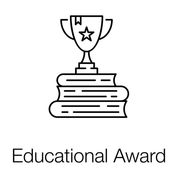 Premio Ganador Educativo Diseño Línea Vectorial Trofeos — Vector de stock