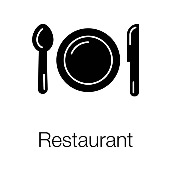 Μαχαιροπήρουνα Εστιατόριο Κουτάλι Και Μαχαίρι Σχέδιο Εικονίδιο Πιάτο — Διανυσματικό Αρχείο