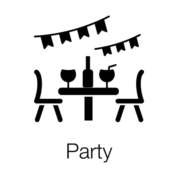 Kerti Bútor Party Asztali Szék Borosüveggel Üveggel — Stock Vector