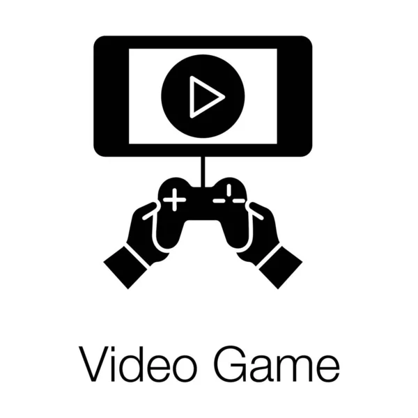 Joypad Video Oyunu Simgesine Bağlı Cep Telefonu — Stok Vektör