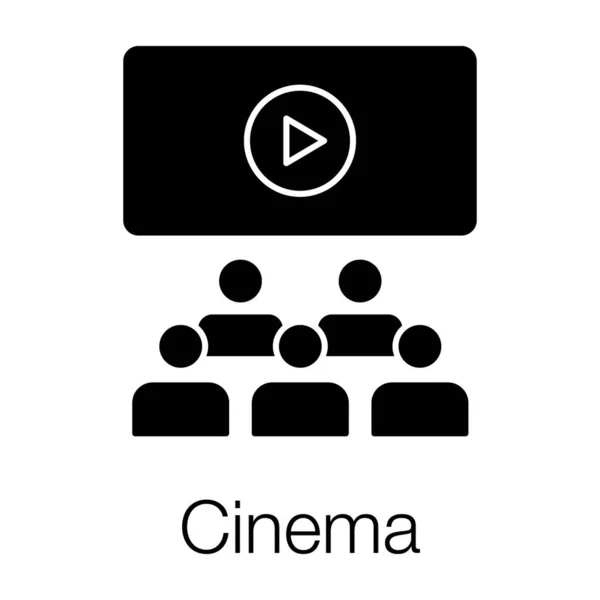 Estreno Cine Diseño Sólido Icono Teatro — Vector de stock