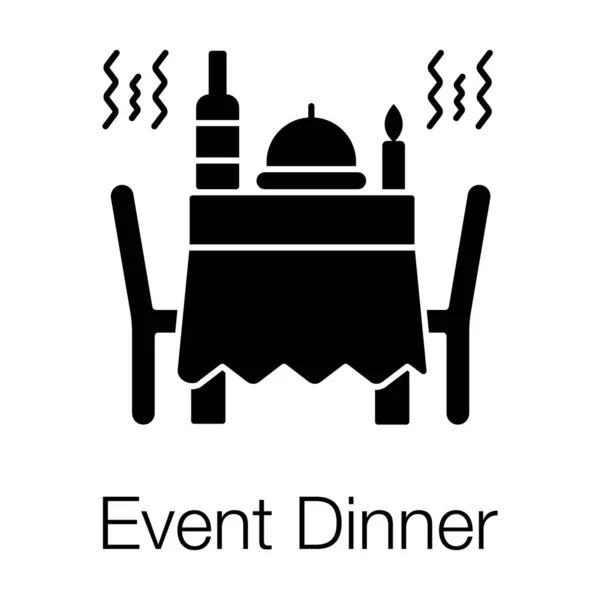 Patio Furniture Event Dinner Icon Solid Style — 스톡 벡터