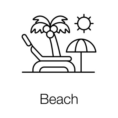 Gölgelik plaj hattı simgesi ile güverte koltuğu