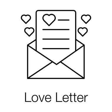 Aşk mektubu, satır tasarım vektörü 