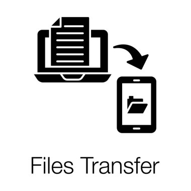Dosya aktarımı ok konsepti değişen cep telefonu ve dizüstü bilgisayarı