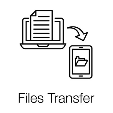 Dosya aktarımı ok konsepti değişen cep telefonu ve dizüstü bilgisayarı