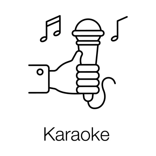 Micrófono Canto Vector Karaoke Diseño Línea — Vector de stock