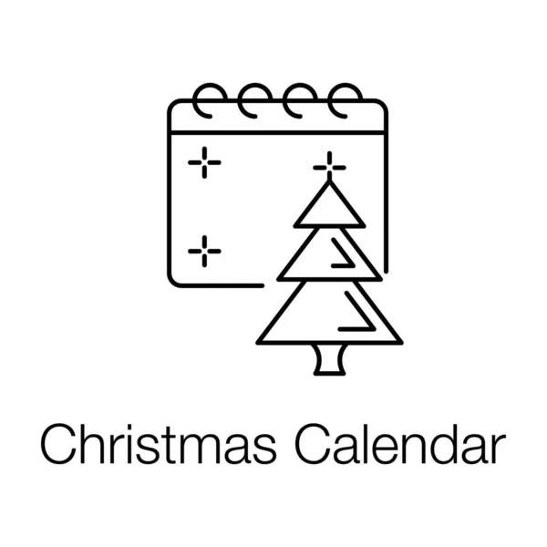 Arbre Avec Calendrier Icône Calendrier Noël — Image vectorielle