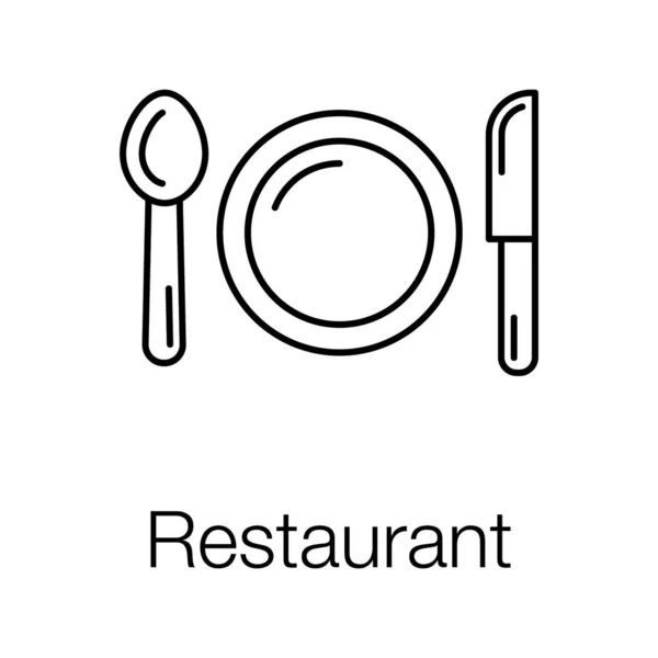 Cubertería Restaurante Cuchara Cuchillo Con Diseño Icono Placa — Vector de stock