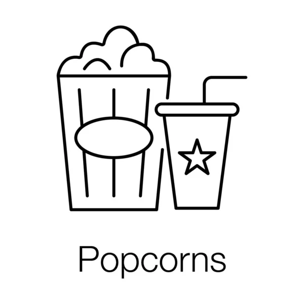Popcorn Met Drinkglas Bioscoop Snack — Stockvector