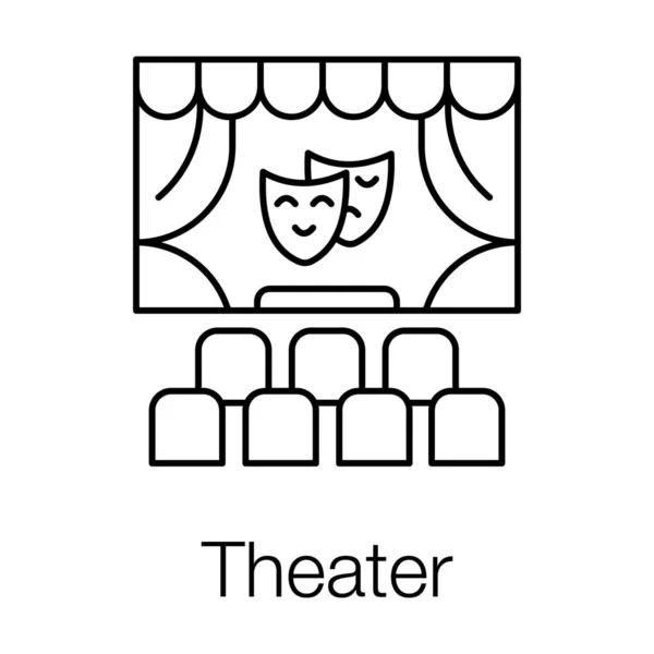 Estreno Cine Diseño Línea Iconos Teatro — Archivo Imágenes Vectoriales