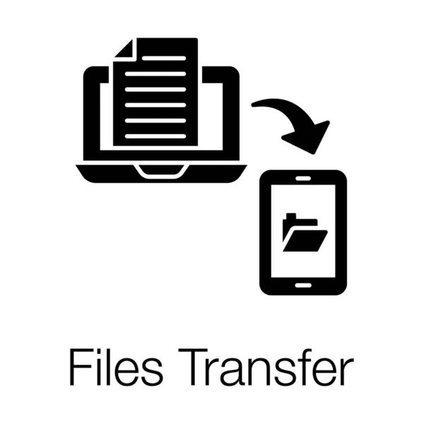 Téléphone Portable Ordinateur Portable Avec Échange Concept Flèche Transfert Fichiers — Image vectorielle