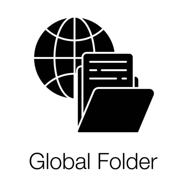 Документ Глобусом Значок Глобальной Папки — стоковый вектор