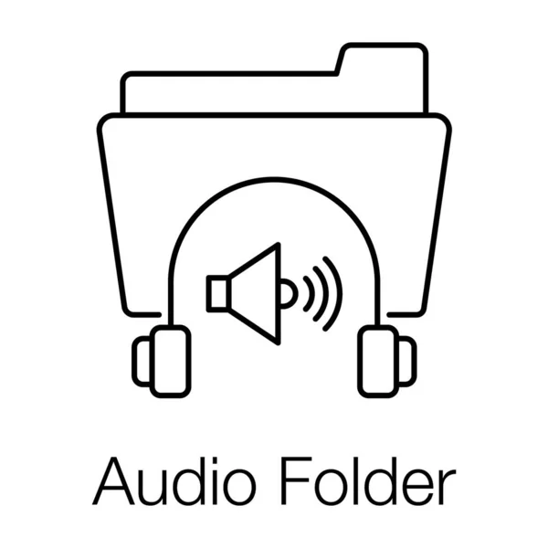 Icono Carpeta Audio Auriculares Con Documento — Vector de stock