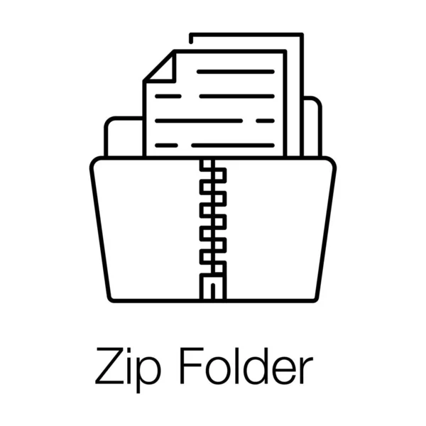 Zipped Folder Compressed Document Icon Line Style — Stock Vector