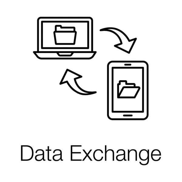 Teléfono Móvil Portátil Con Intercambio Flechas Concepto Intercambio Datos — Vector de stock