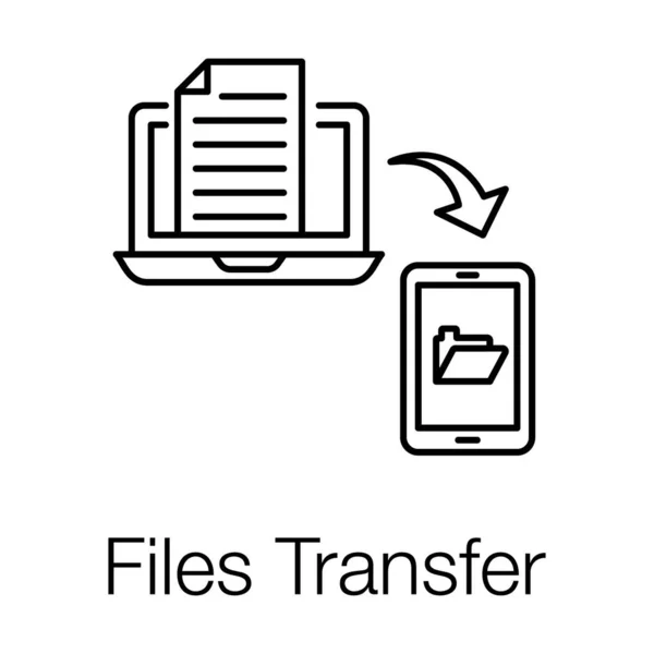 Téléphone Portable Ordinateur Portable Avec Échange Concept Flèche Transfert Fichiers — Image vectorielle