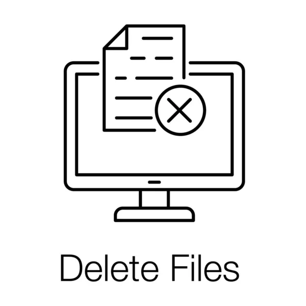 Datei Innerhalb Des Monitors Löschen Dateisymbol Löschen Editierbarer Vektor — Stockvektor